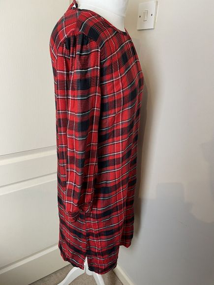Next Size 10 Check Plaid Shift Dress Red Tartan Smock Festive Xmas Party Black - Picture 9 of 12